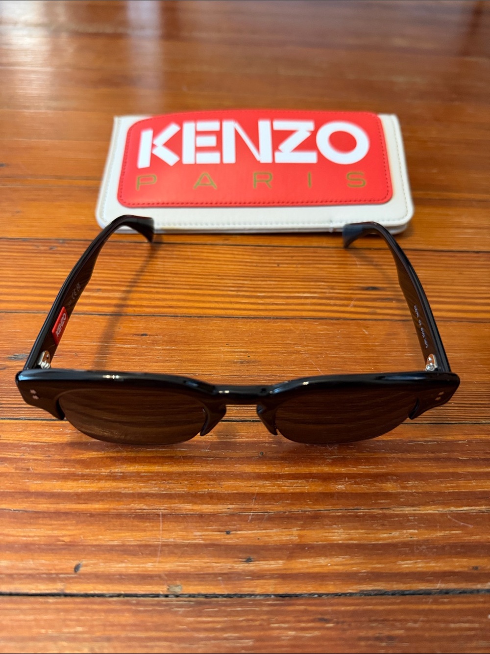 Authentic Kenzo Black Sunglasses with Red Logo Case Accent